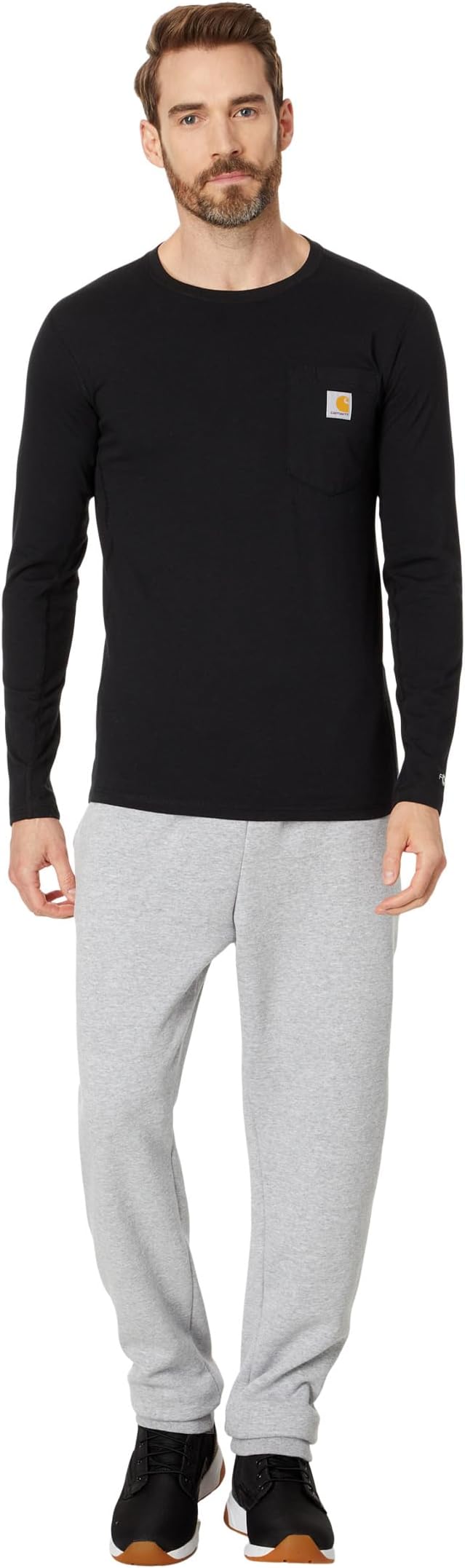 Мужская футболка Carhartt Force Relaxed Fit Midweight Long Sleeve Pocket, цвет: Чёрный — фото 3