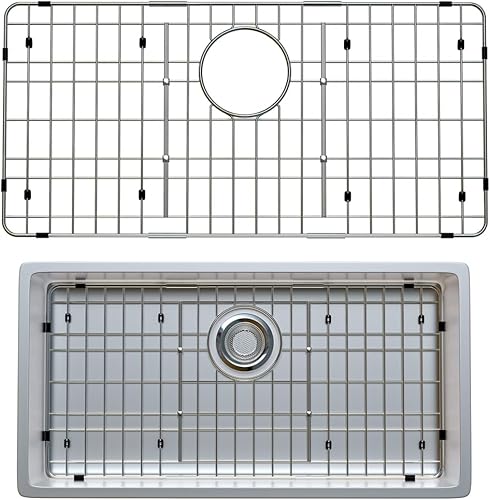 Vista 14 de Protector de rejilla de fregadero de metal para cocina, rejilla inferior de fregadero de acero inoxidable 27-9/16 x 14-9/16 pulgadas, protector