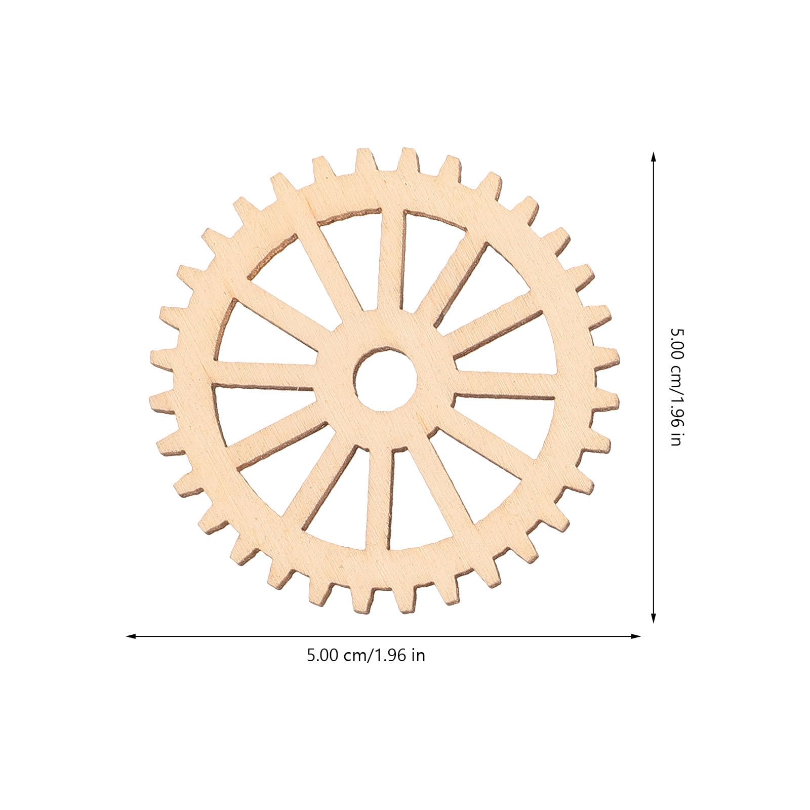 50 piezas de ruedas de engranaje de madera decoración rebanadas de madera decoración recortes etiquetas DIY arte manualidades (estilo mixto) 3