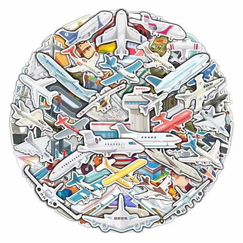 BulbaCraft 100 Pcs Airplane Stickers - Aircraft & Helicopter Decals for Birthday, Party Supplies & Gifts