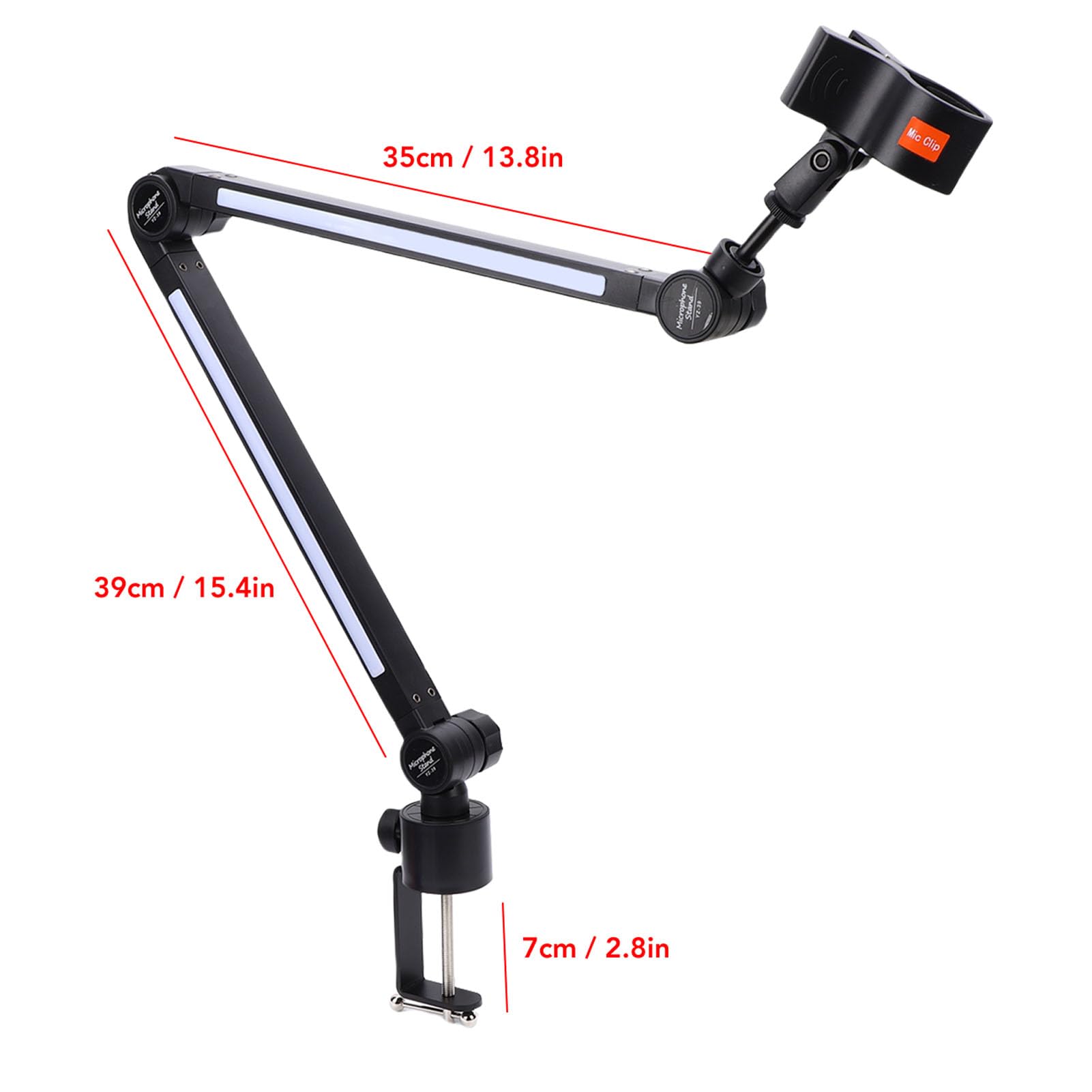 Bras Articulé Pour Micro, Pied De Micro Avec Pince De Fixation Pour Bureau Et Pince Pour Micro, Vis D'adaptation 3/8" À 5/8", Angle Réglable, Capacité De Charge De 2 Kg