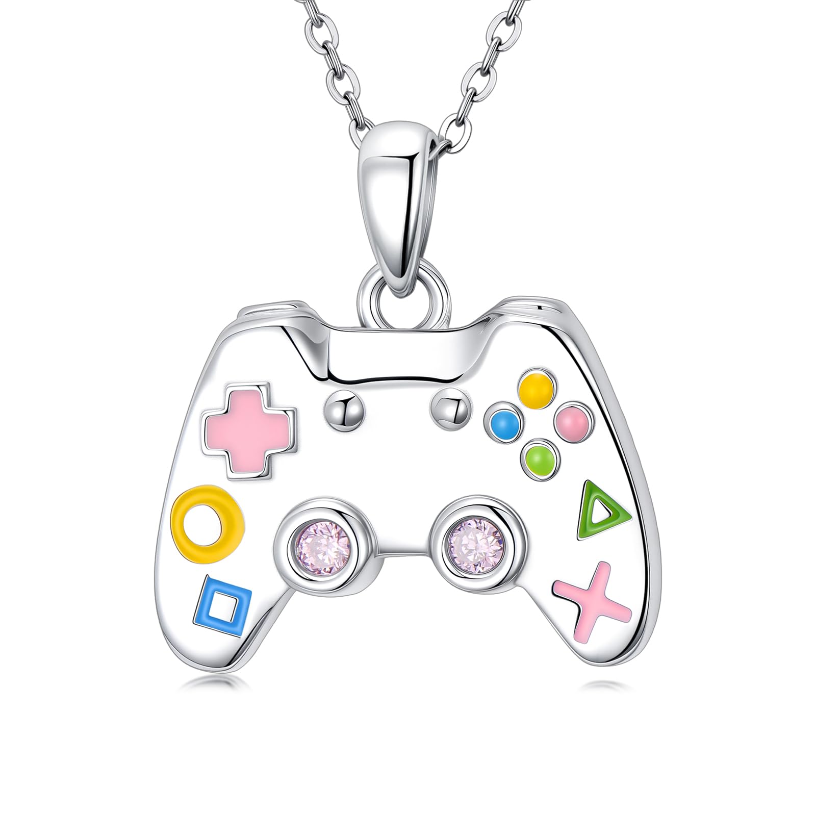 TOAKOT Gamer Necklace 925 Sterling Silver Game Controller Necklace Game Lover Pendant Jewelry Gift for Women