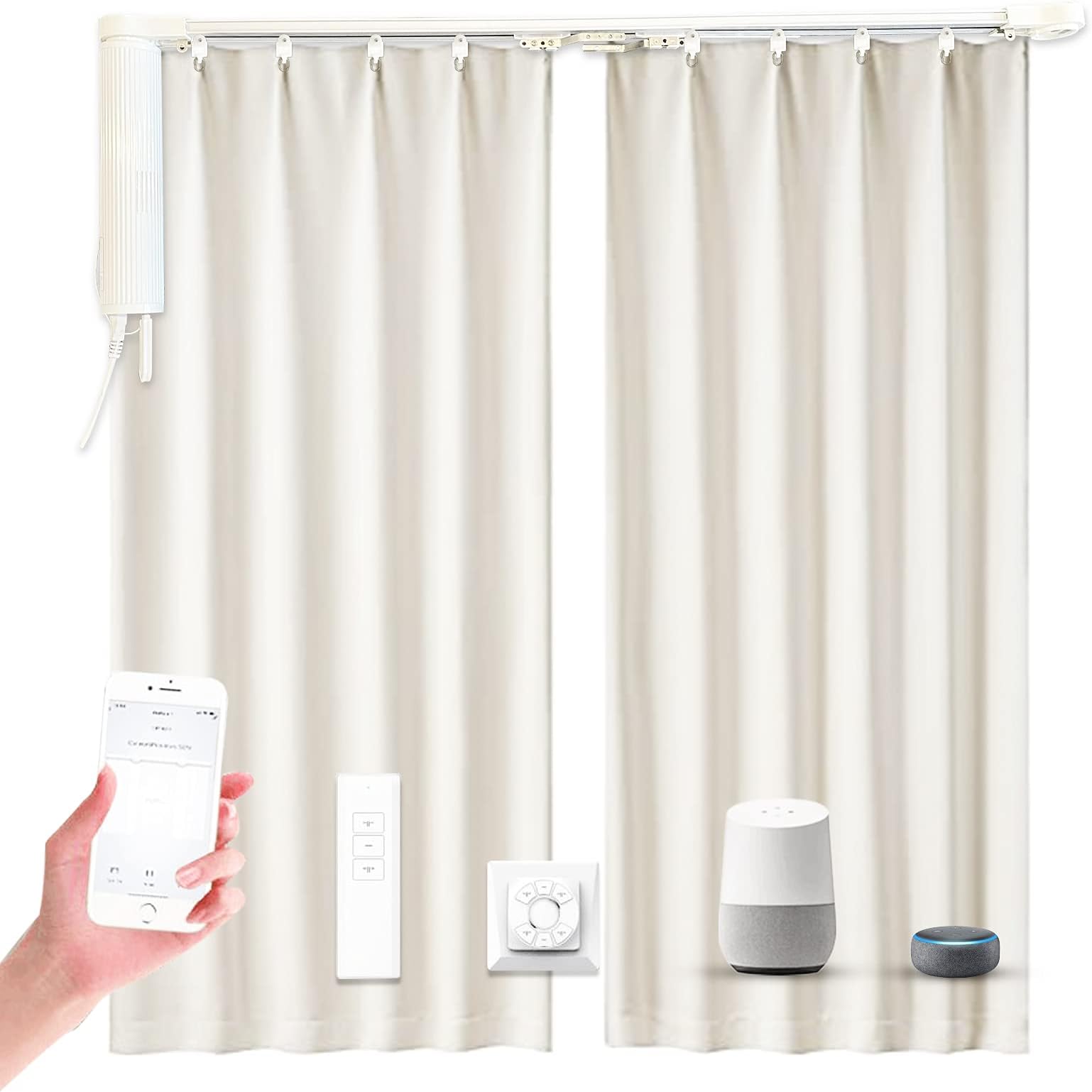 Olide DIY Wifi Smart Automatic Curtain Motor Track System,Automatic curtains motor,automatic blinds tracks, length can be customized(2.2m track)