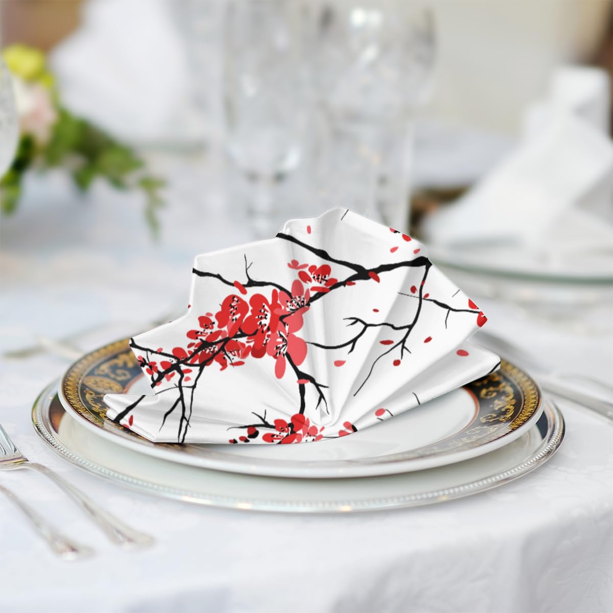 Lot De 4 Serviettes De Table En Tissu Réutilisables Et Lavables En