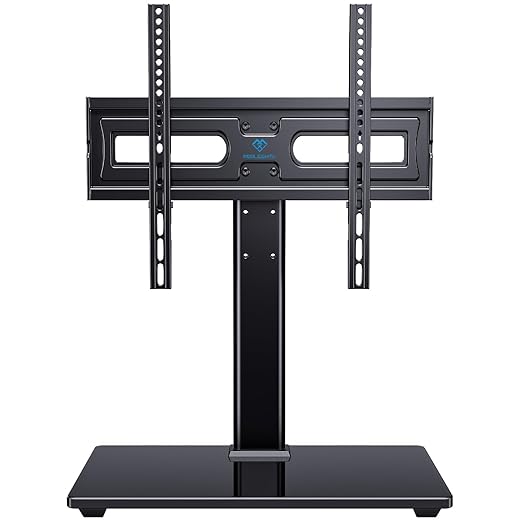 PERLESMITH Universal Swivel TV Stand-Table Top TV Stand for 32-60,65 inch TV-Height Adjustable TV Base with Heavy-Duty Tempered Glass Base, VESA 400x400mm up to 88lbs, PSTVS17