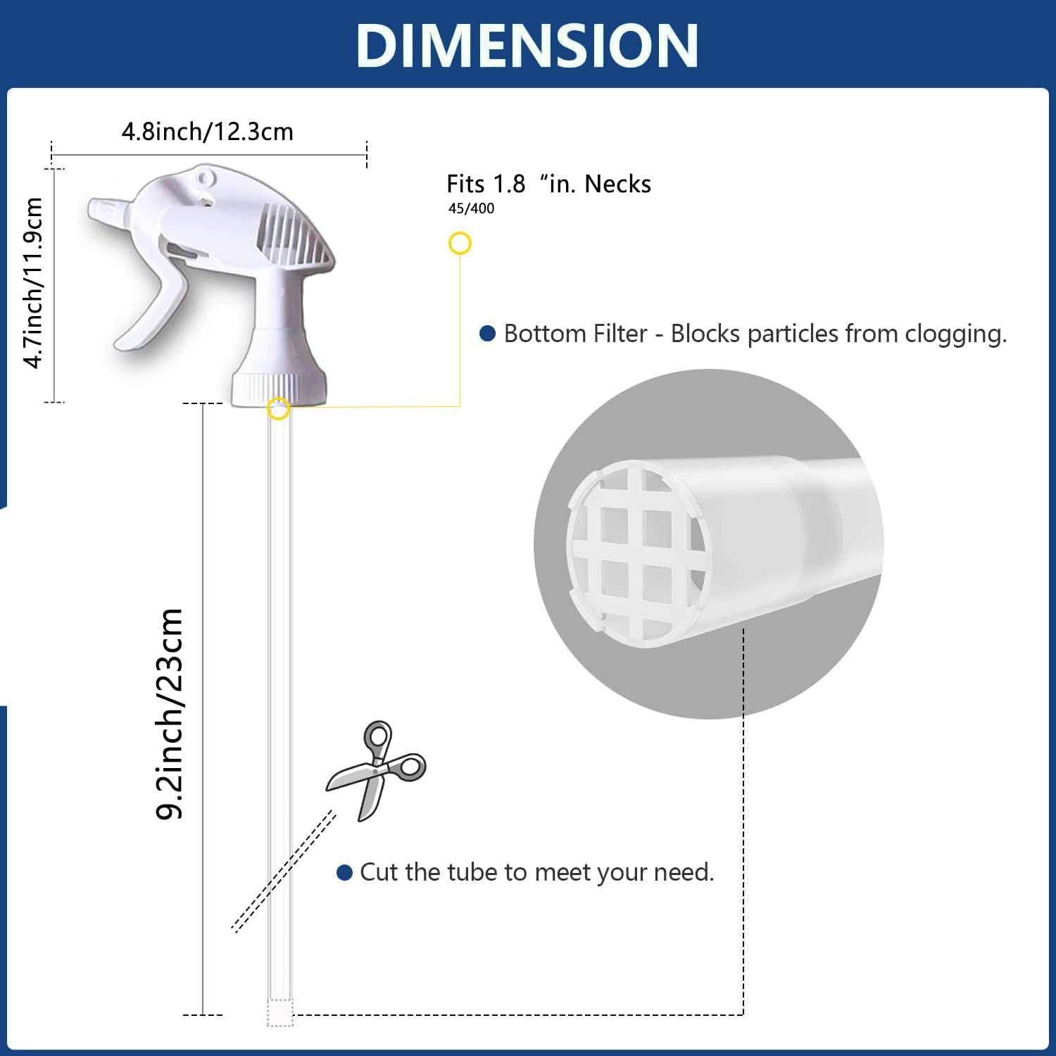 4-Pack Spray Bottle Nozzle compatible with Zep, Heavy-Duty Trigger Sprayer for 32oz Bottles, High-Output Adjustable Nozzle for Home & Industrial Use (45mm) (Neck Size - 45/400)