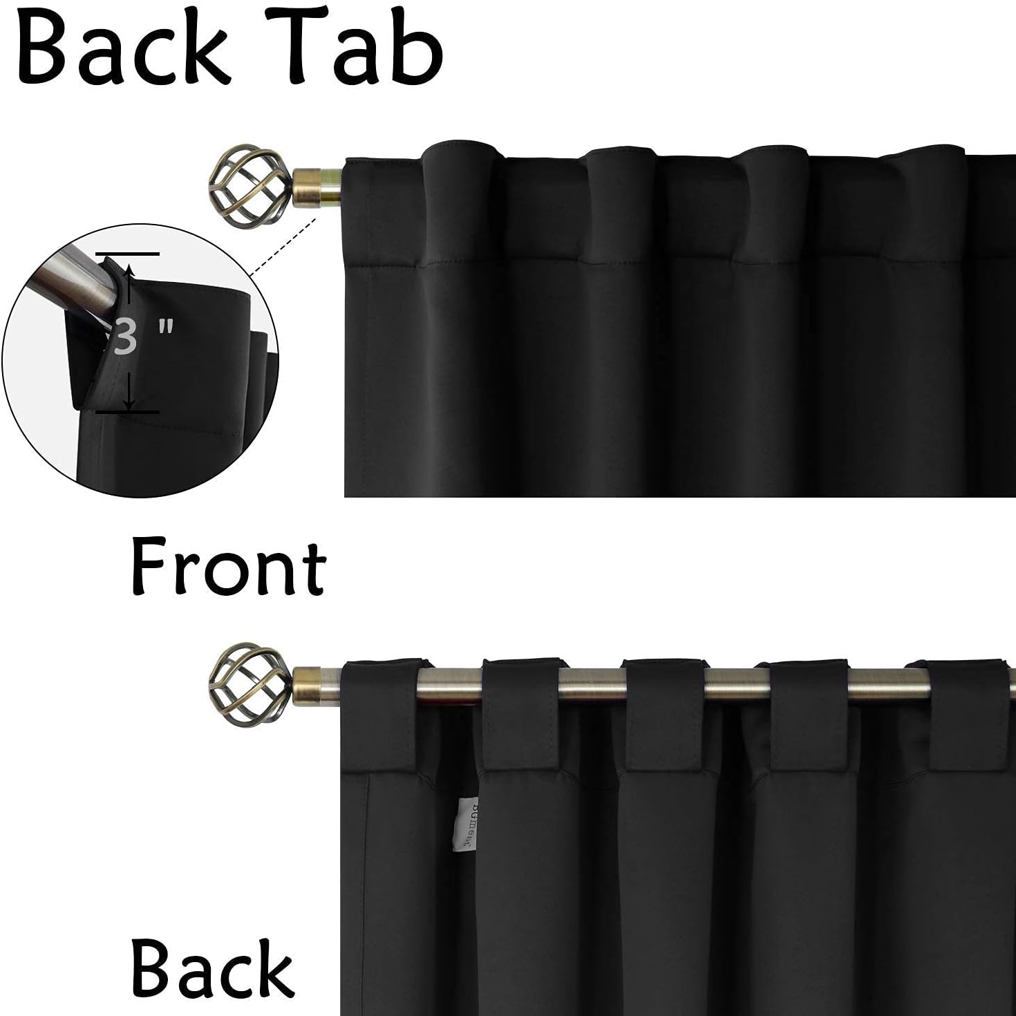 BGment Blackout Curtains, 183 cm Long, Thermal Curtains with Rod Pocket and Loops on the Back - Image 3