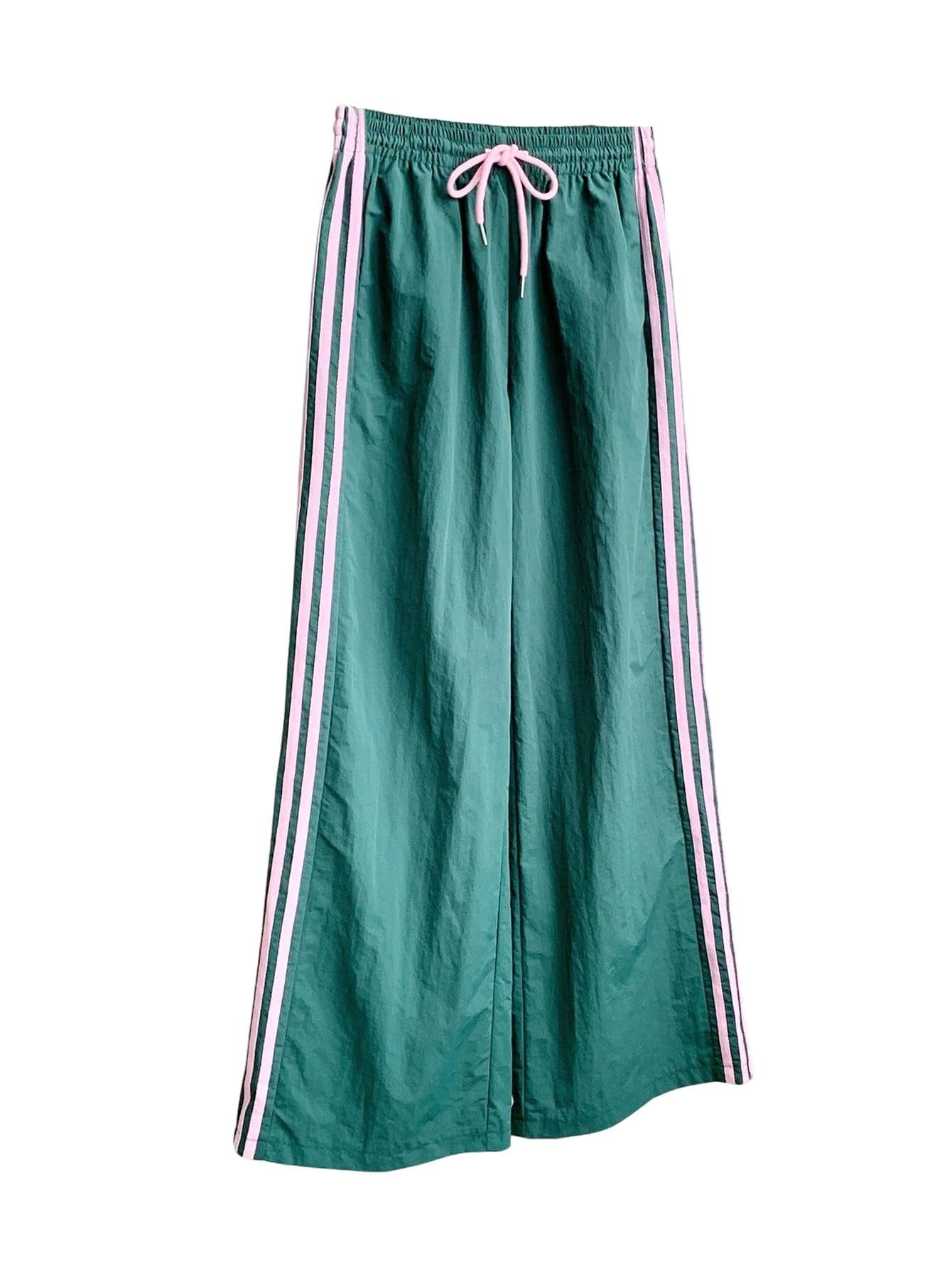 GORGLITTER Womens Baggy Wide Leg Sweatpants Y2k Side Striped Color Block Drawstring Trousers Track Bottom Sweat Pants