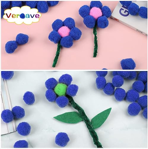 Miniatura 7 de Veroave 150 pompones pequeños de 1 pulgada azul oscuro para manualidades, bolas de soplo, artes y manualidades, para decoración de manualidades