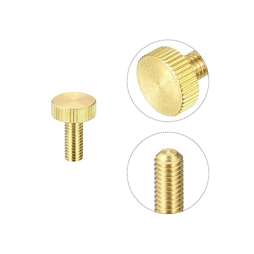 Miniatura 43 de uxcell Tornillos moleteados para pulgar, pernos planos de latón M6x10mm, perillas de agarre para PC, electrónico, mecánico, 5