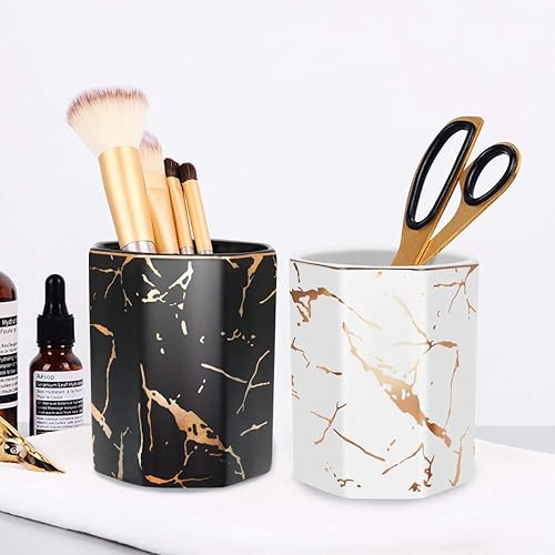 Vista 115 de WAVEYU - Portalápices bonito para escritorio, decoración de escritorio para niñas y mujeres Flor negra