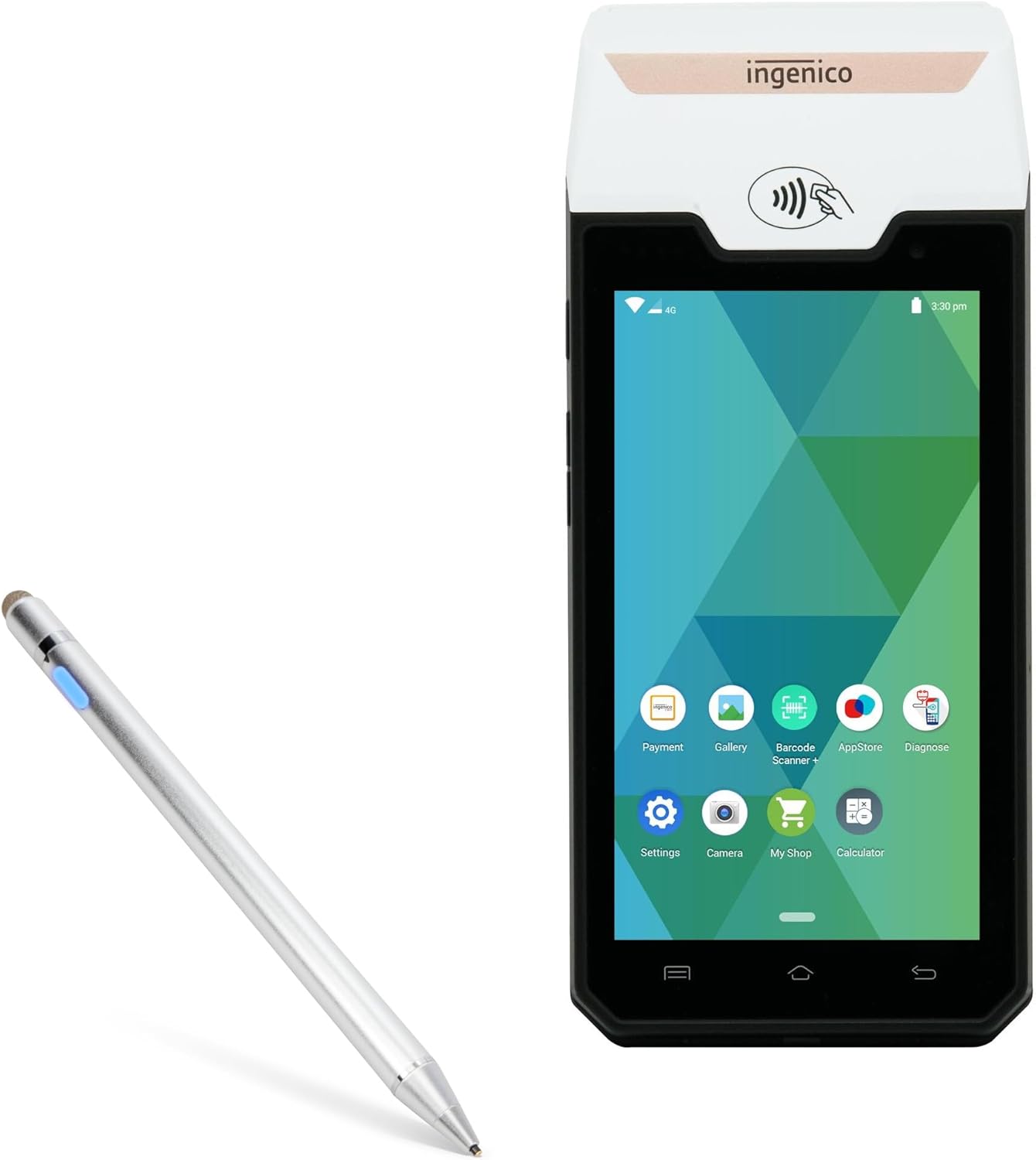 BoxWave Stylus Pen Compatible with Ingenico AXIUM DX4000 Desktop - AccuPoint Active Stylus, Electronic Stylus with Ultra Fine Tip - Metallic Silver