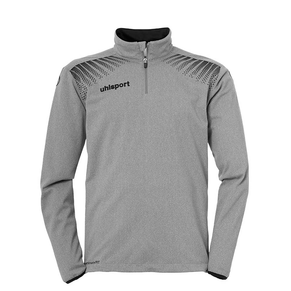 Uhlsport UHLSH Kids Goal 1/4 Zip Top Kids Sweatshirt - Dark Grey Melange/Black, 140