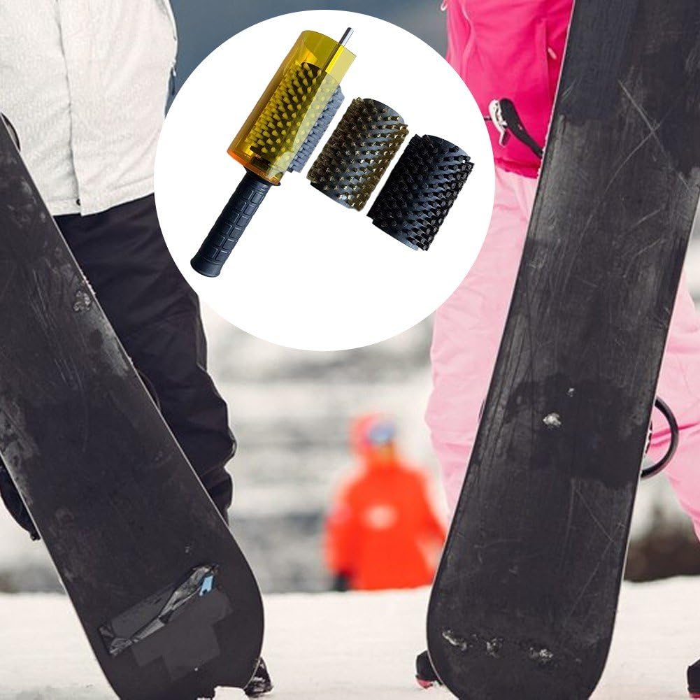 Kit De Cepillos De Cera para Snowboard con Cubierta De De Eje, Cepillo De Rodillo De Crin De Latón Y Nailon, Cera para Esquís, Juego De Cepillos para Esquí