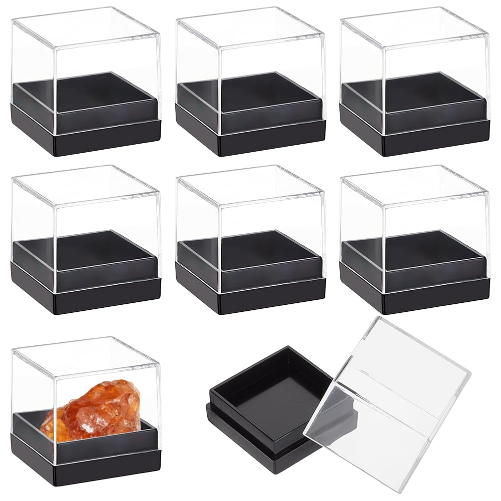 Boîte minéraux cubique BENECREAT lot de 12 écrins transparents pour bijoux et comptoir