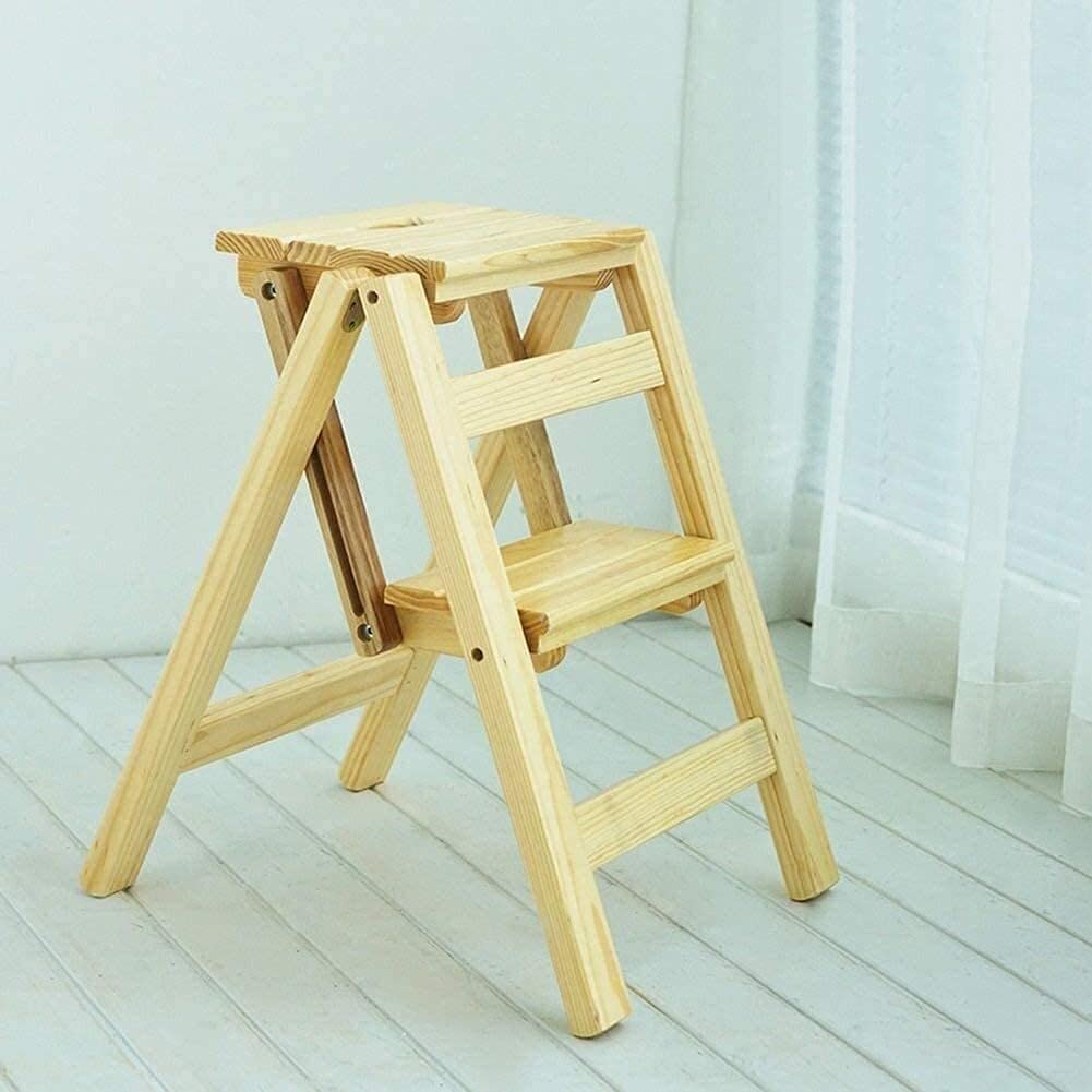 Chaise d'escalier multifonction en bois massif pour un accès sécurisé en hauteur