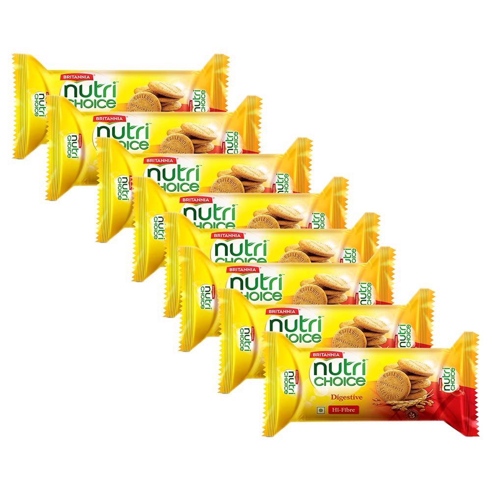 Britannia Nutri Choice Digestive High Fibre Biscuits, 100g Pack of 8