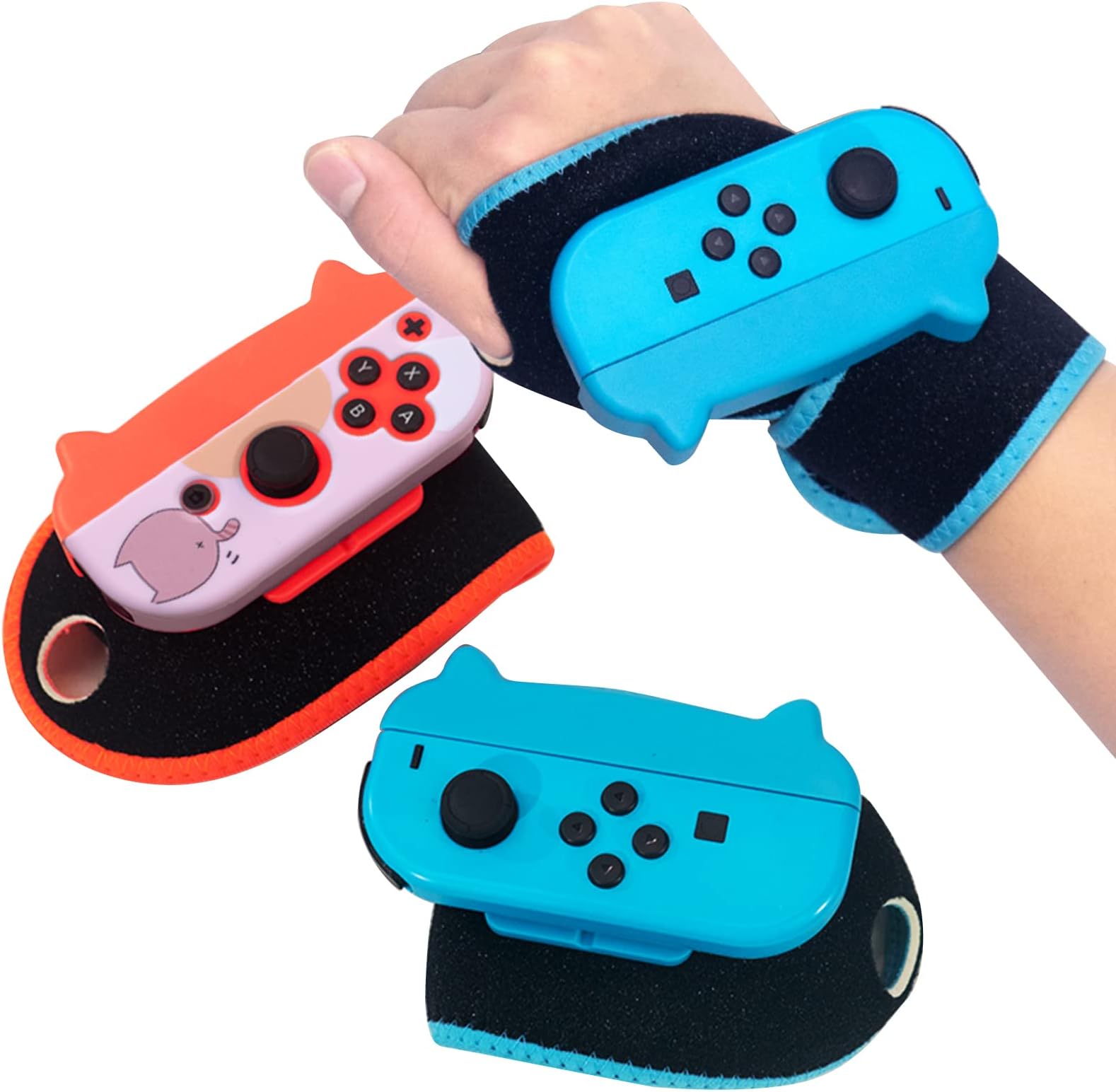 Switch Boxing Grips, Switch Wrist Strap Compatible with Nintendo Switch Boxing Game and Switch Dance Game - Blue and Red (2 Packs)
