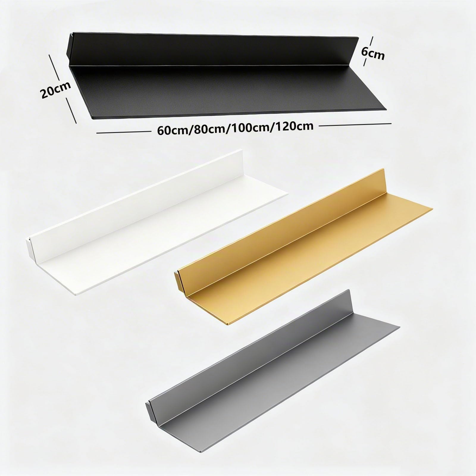 BVCL Estante de Pared Metálico con Iluminación LED - Repisa Moderna para Terraza, Baño, Cocina, Sala, Dormitorio(Gold,100 cm)