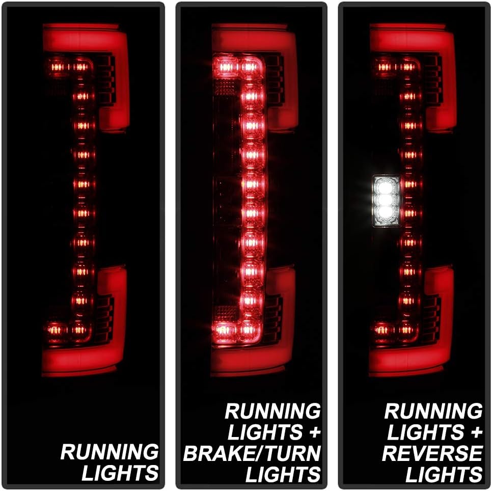 ACANII - For [LED & Blind Spot Model] 2017-2019 Ford F250 F350 SuperDuty Red Clear Full LED Tail Lights Brake Lamps Pair