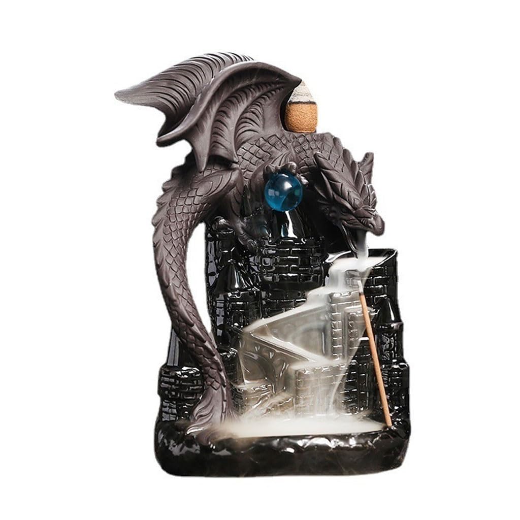 Brûleur d'encens à reflux cascade de fumée dragon céramique TUSUOD
