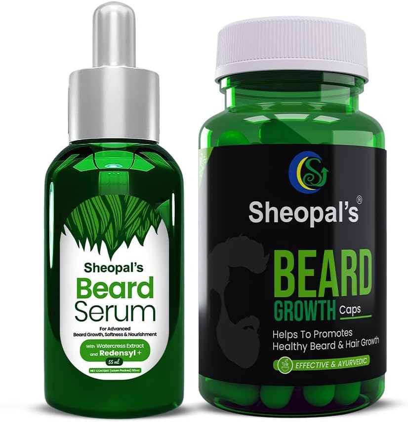 - Sheopal’s Beard Care Combo Kit | Beard Oil & Beard Capsules | Supports Beard Growth, Thickness & Grooming | Natural Herbal Formula for Men
