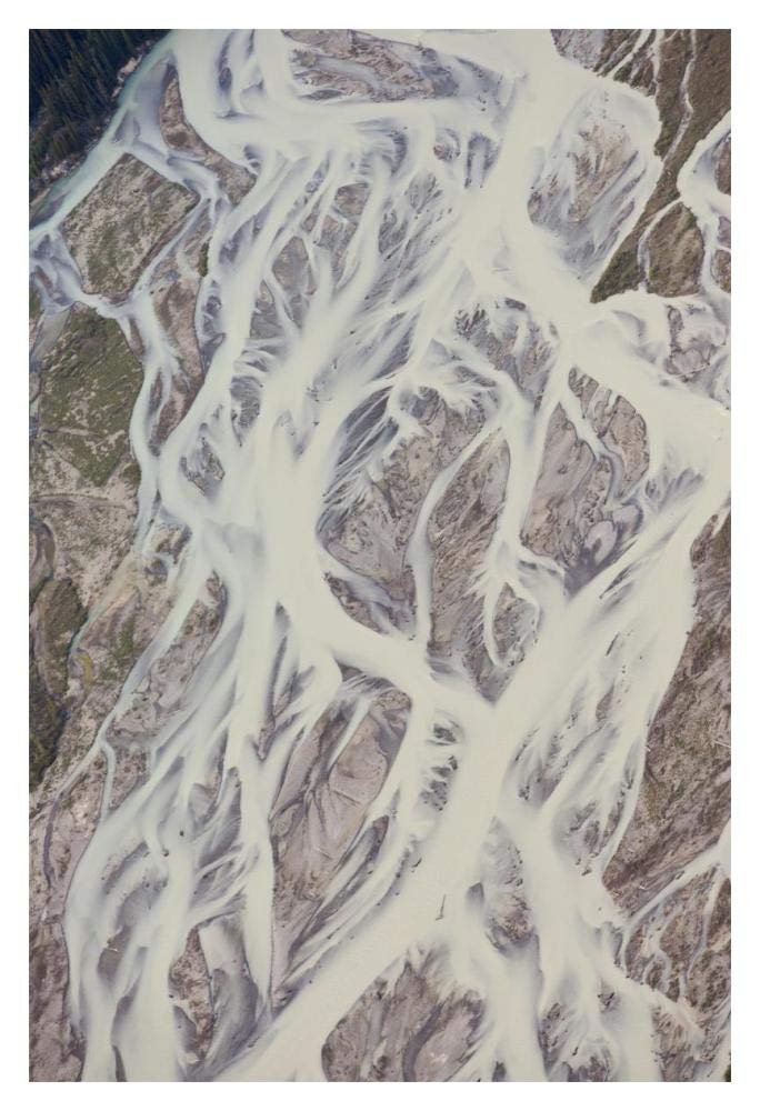 Artworks Italia Cline River que muestra sedimentación pesada y trenzado, Parque Nacional Jasper, Alberta, Canadá-Arte en papel, 14 x 20 pulgadas