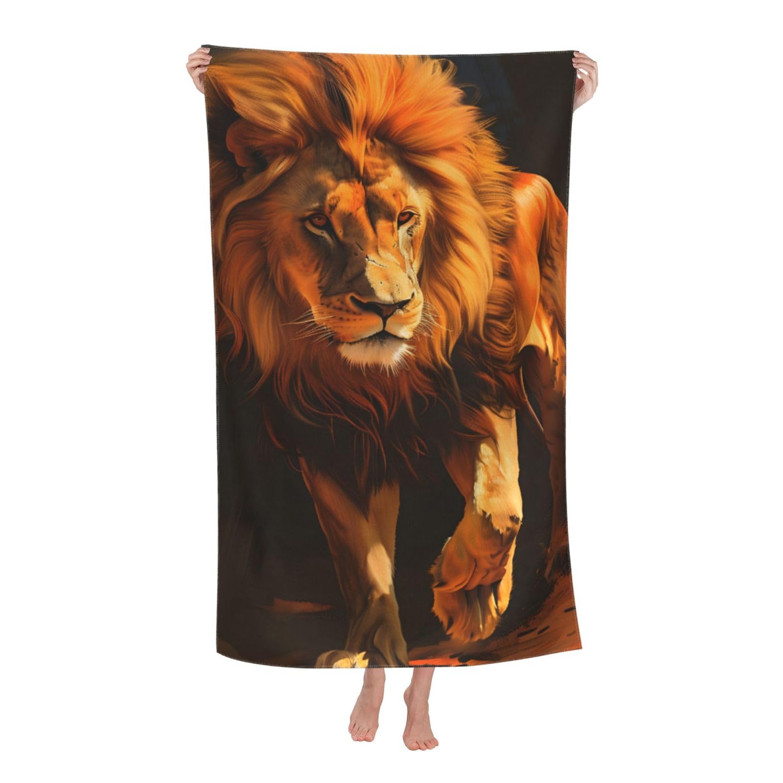 HLBSDM Majestic Lion Beach Towel 32×52 in Microfiber Quick Dry Sand Proof Lightweight Bold Wildlife Pool Bath Towel for Men Boys Adults Kids Absorbent Soft Plush Travel Towels for Swim Sports