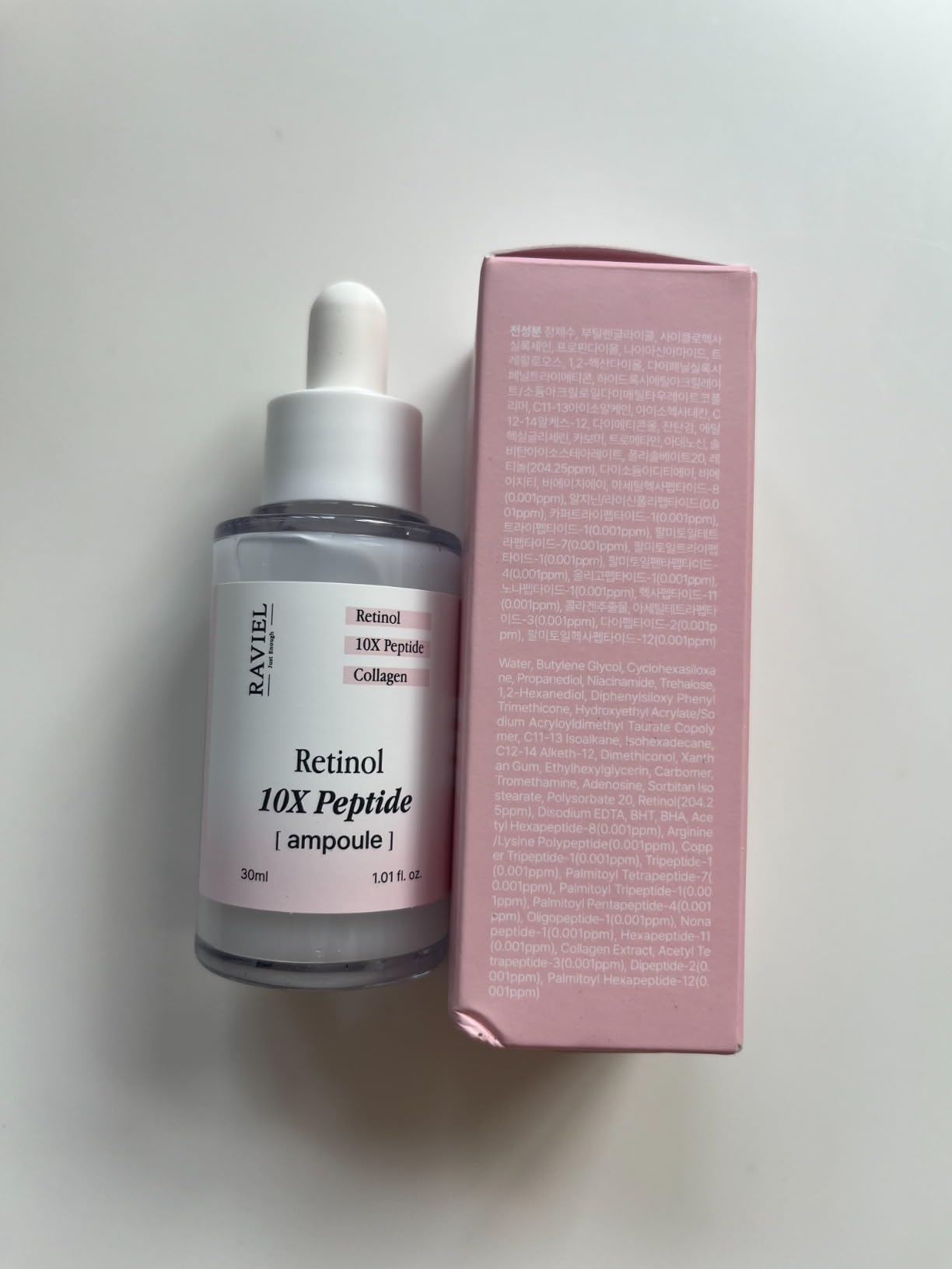 RAVIEL Retinol & Collagen 10X Peptide Ampoule – Firming Face Serum for Wrinkles, Pores, Elasticity & Aging Skin, Korean Skincare, 30ml (1.01 fl oz)