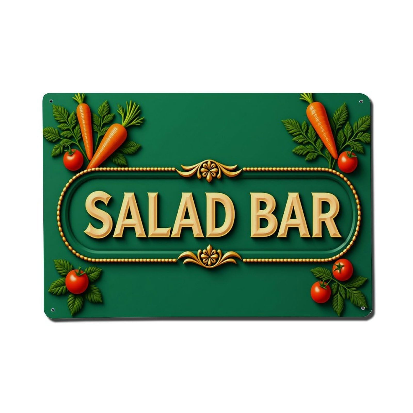 Salad Bar Carrot Tomato Leaf Tin Sign Vintage Metal Poster, Home Bar Garage Man Cave Cafe Indoor & Outdoor Wall Decoration 8x12Inches
