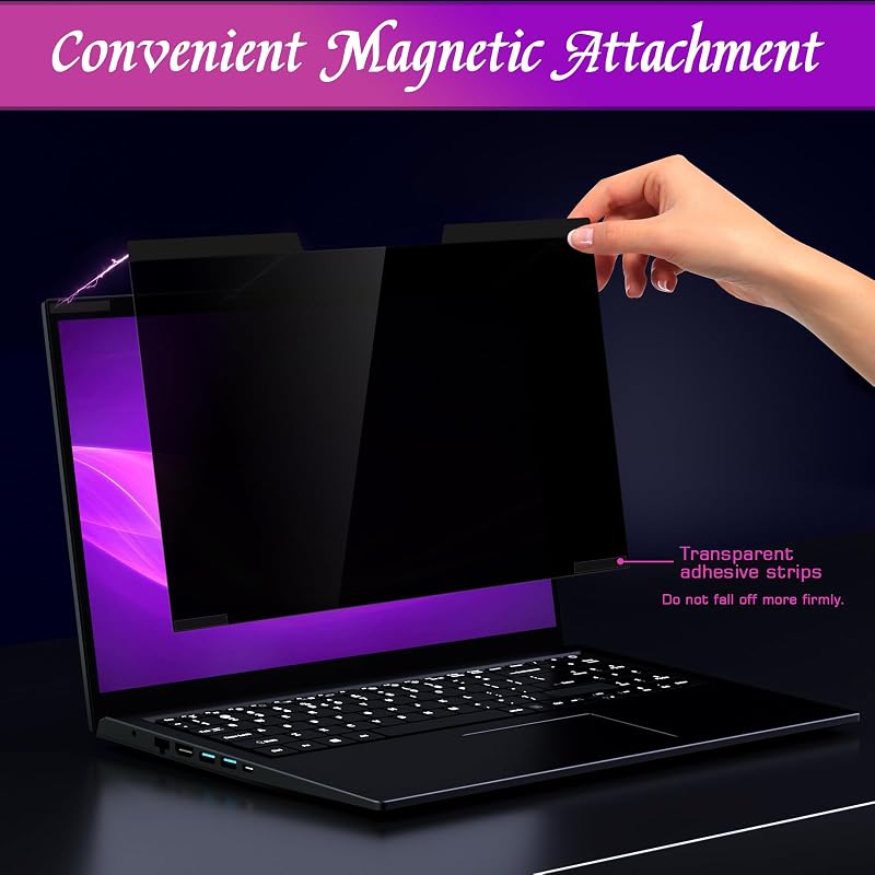 Filtru de confidențialitate magnetic PYS pentru laptop, 15,6 inchi, 16:9, anti-lumină albastră și antireflex, detașabil, compatibil cu Lenovo