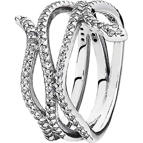 Pandora 190954CZ damring klassisk 925 silver elegans zirkonia vit invecklad orm e Silver, S 1/2, colore: SILVER, cod. 190954CZ-60