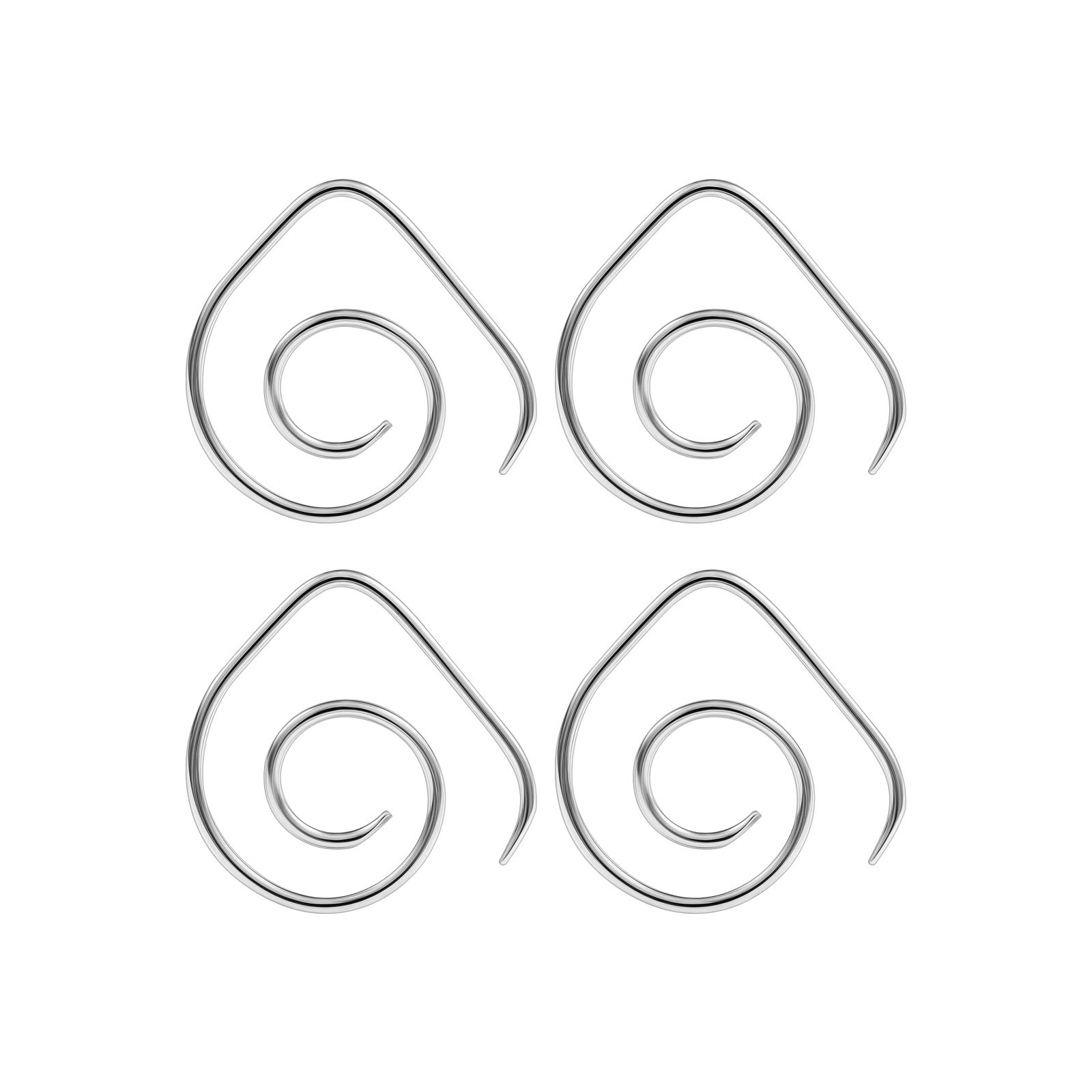 2 Pairs 316L Surgical Steel Curved Taper Expander Piercing Jewelry Ear Stretching Earring O-Rings Plugs Lobe