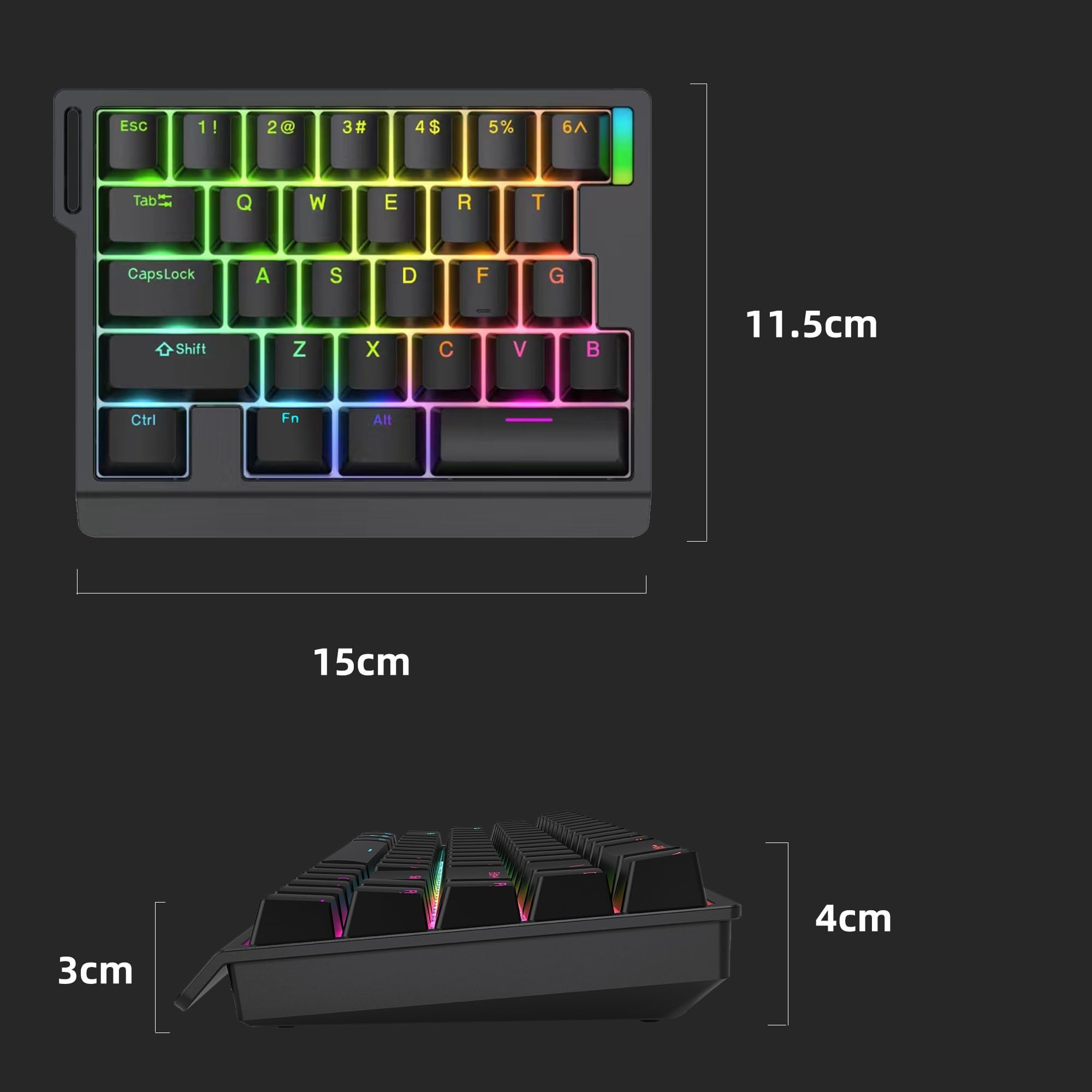 HE30 Rapid Trigger Gaming-Tastatur, Einhand-Magnetschalter, Hall-Effekt, RGB HotSwap, benutzerdefinierte mechanische Tastatur, einstellbare Betätigung, 8 kHz Hyper Polling Rate