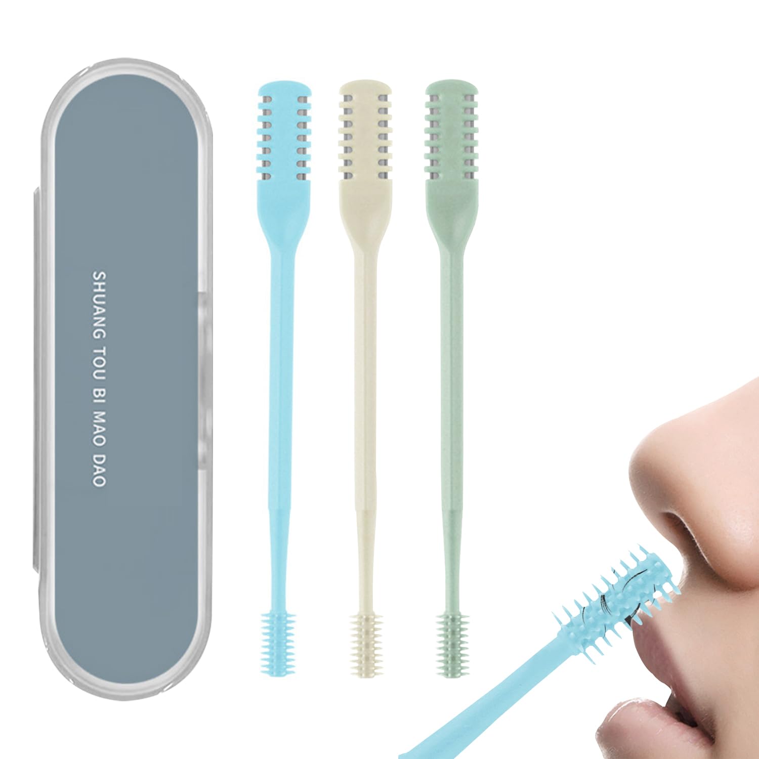 2-in-1 Nasal Hair Cutter Sided Nose Hair Knife Nostril Hair Remover Tool 360 Rotating Nose Hair Trimmer Manual