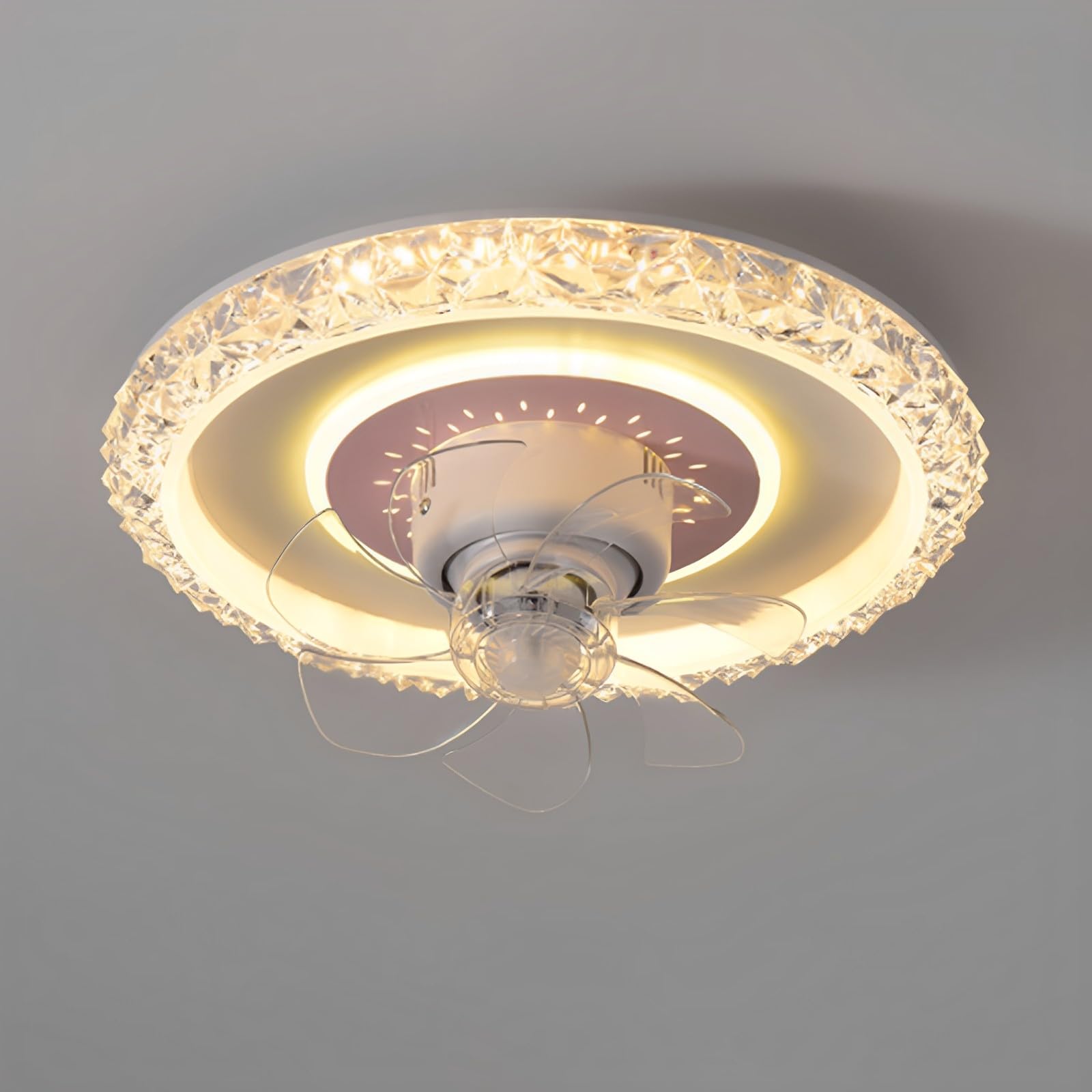 HXYSXHJUO Kids Room Mute Ceiling Fans with Lights 45W LED Dimmable Fan Lighting Bedroom Dining 19in Light Remote 3 Speeds 7 ABS Blades