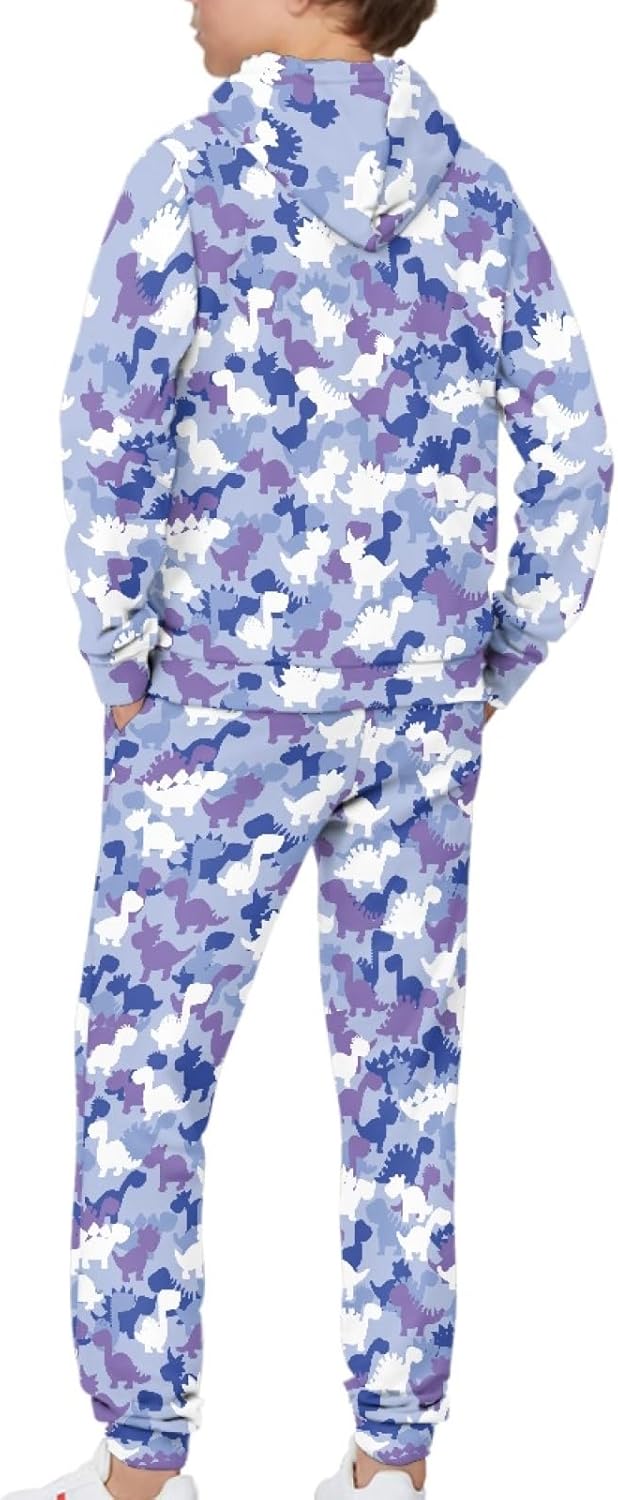 Boys Sweatsuit Set Size 4-12 Athletic Hoodie Sweatpant with Pocket Long Sleeve Tracksuit Set Fall 2 Pcs Outfit