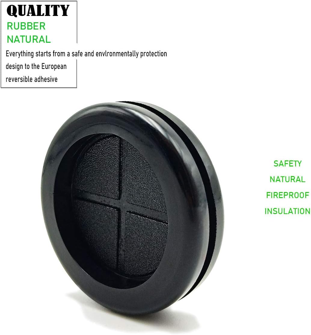 1-1/4" Black Rubber Grommets for Wiring, 1" ID Double-Sided Rubber Plugs