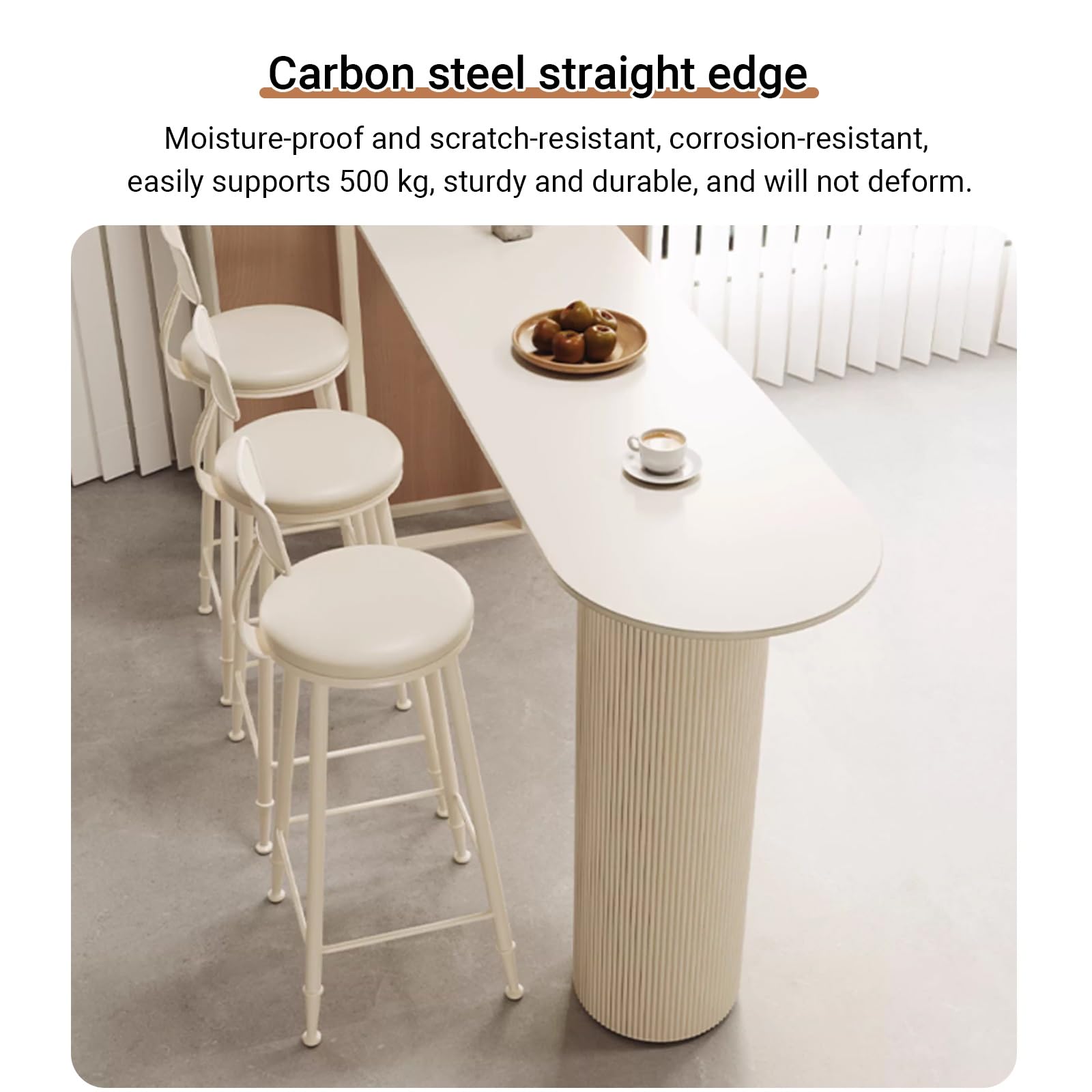 Tavolo da bar rettangolare industriale – Tavolo consolle in ardesia con base in metallo e gambe a colonna per pub, patio o sala da pranzo