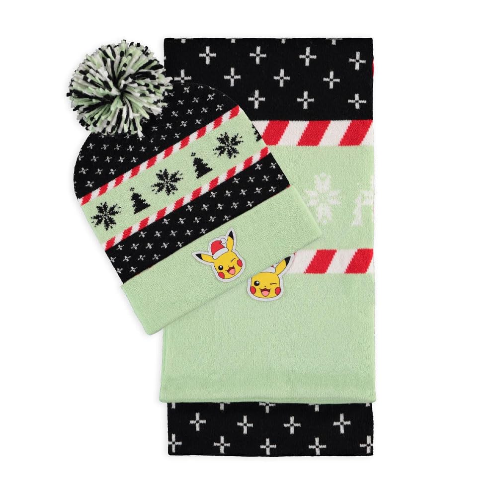 Difuzed Pikachu Pokemon Hat and Scarf Set