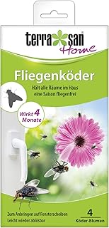 Terrasan Home Fliegenköder Blume, 4 Stück, Für Fensterscheiben, Leicht ablösbar, 4 Monate Wirkung
