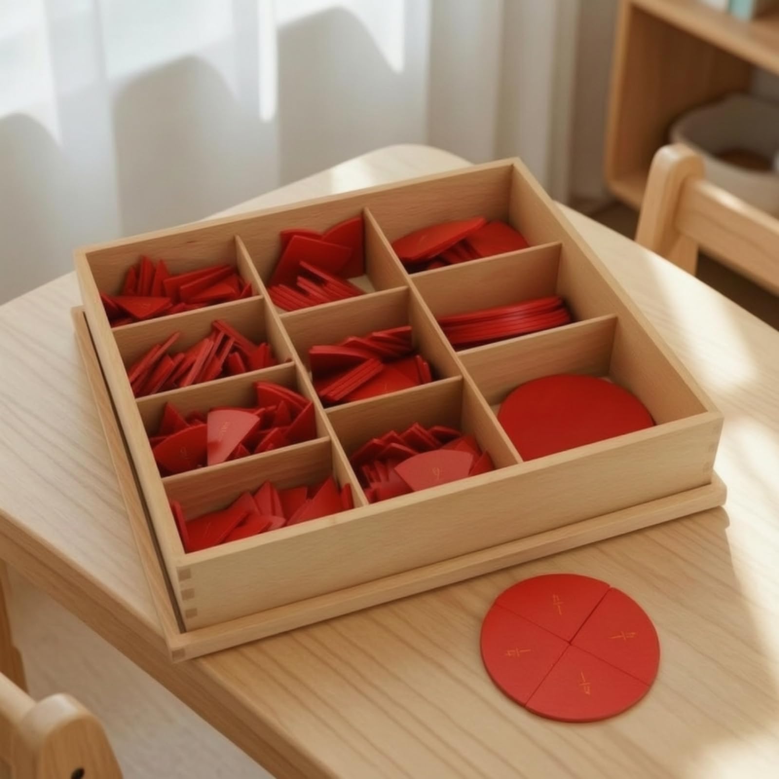 Frazioni in Legno Sensoriale Vassoio con Frazioni Pratici Materiale Didattico per Maestre, Genitori, Asilo, Casa