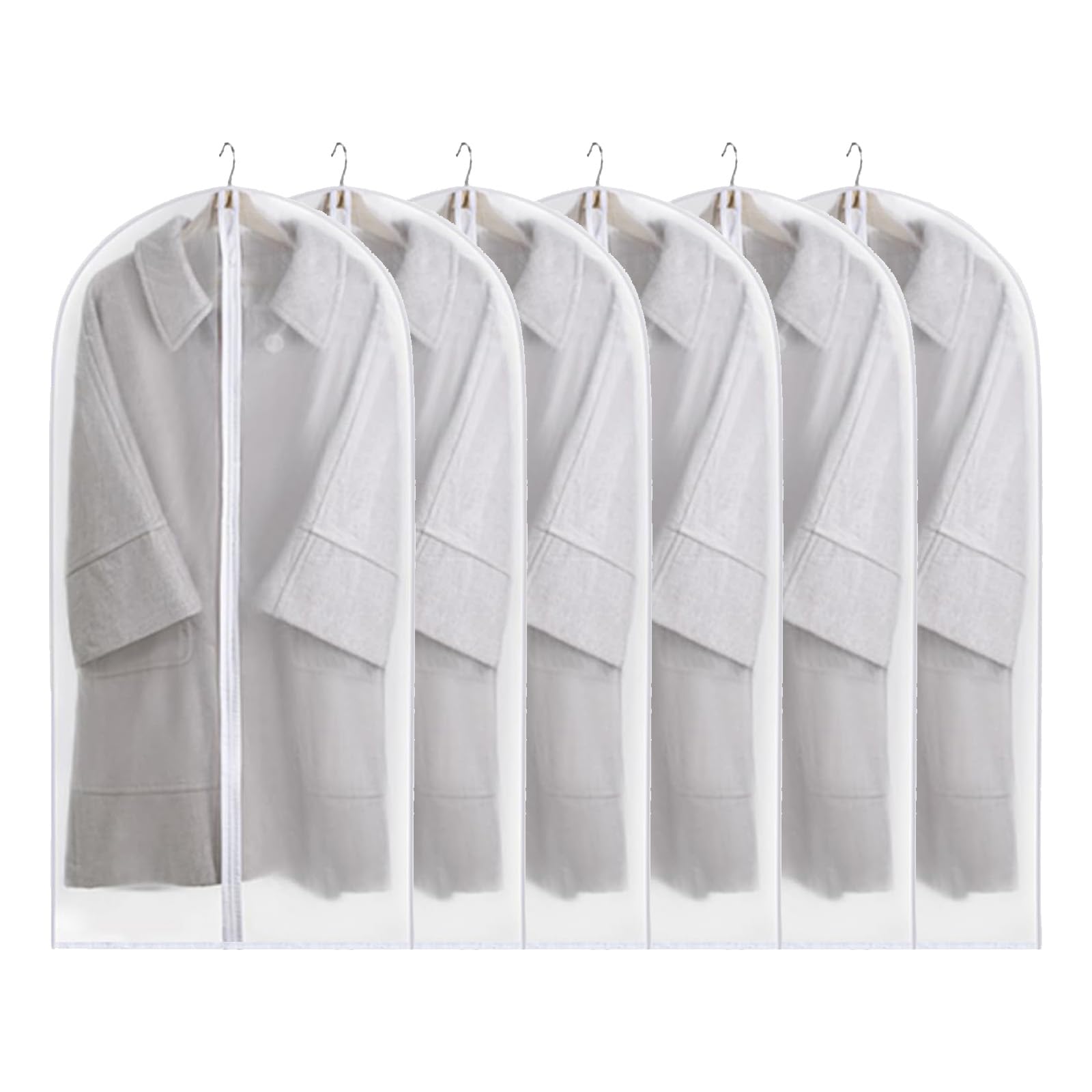 Housse Vêtemen, 6 Pièces Housses de Vêtements avce Zip, 60 x 120 cm sac à Vêtements Longue pour Costume, Housse Vêtements à Suspendre, pour les Costumes de Scène, Manteau, Robes, Chemises(Bord Noir