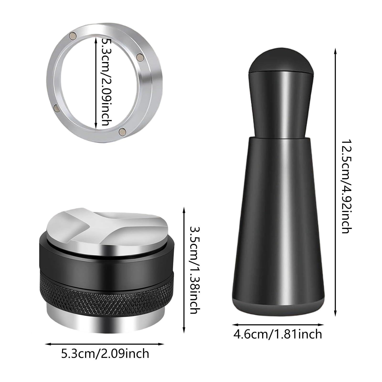 Set di pressino per espresso da 53 mm, distributore a doppia estremità