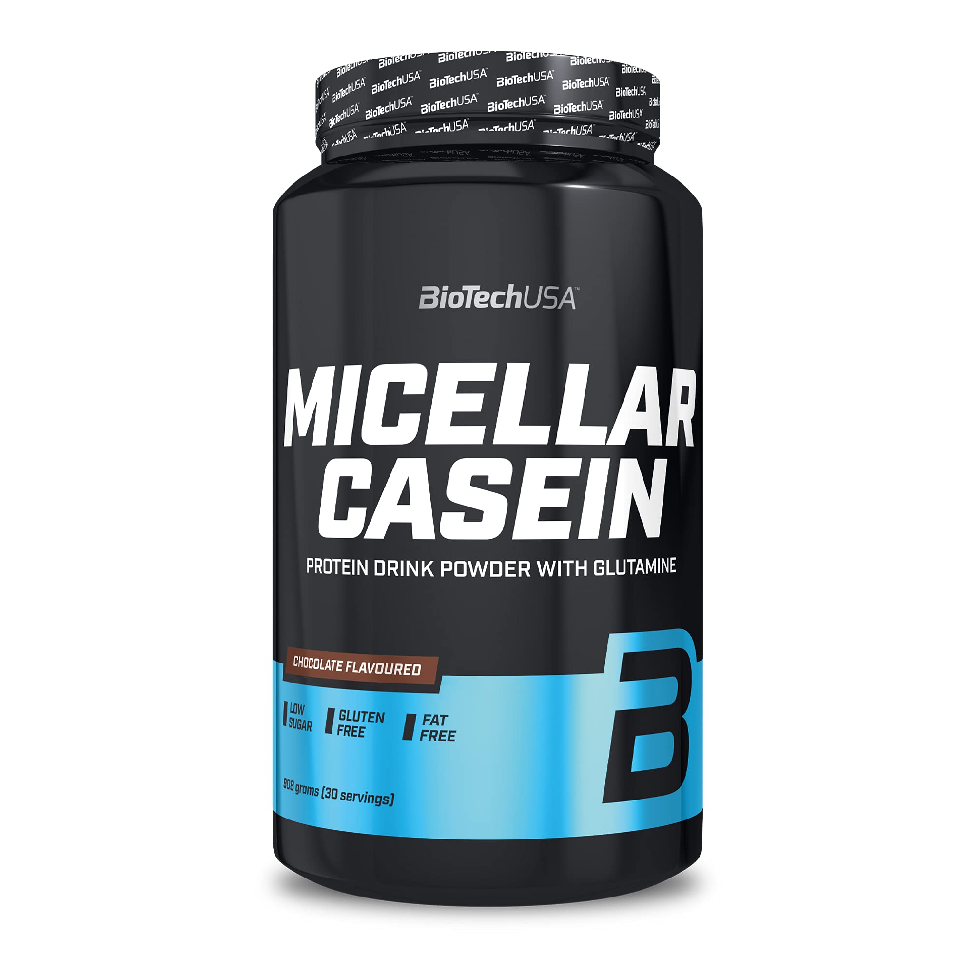 BioTechUSA Micellar Casein | Mit mizellarem Casein | Zusatz von L-Glutamin | Langsam resorbierendes Casein | Niedriger Zuckergehalt | Glutenfrei | 18g Eiweiß pro Portion | 908 g, Schokolade