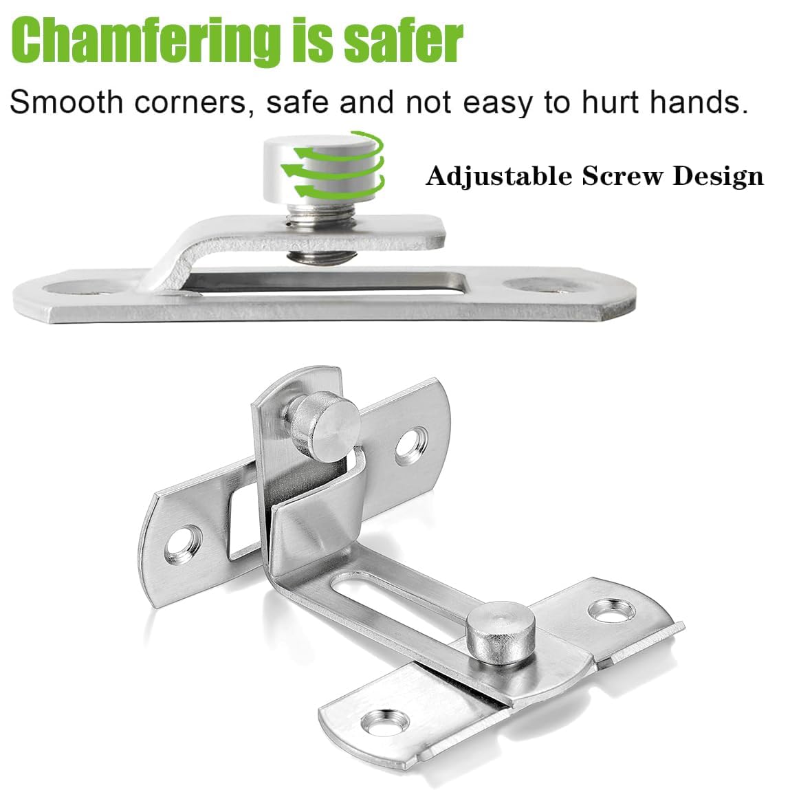 Kevim 2 Pcs Flip Latch Gate Lock – Stainless Steel Barn Door Latch, Anti-Theft Safety Lock for Wooden Fence, Silver Finish – Heavy-Duty Durable Hardware for Indoor & Outdoor Security 3