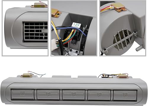 Vista 39 de Unidad de ensamblaje de evaporador de aire acondicionado y kit de calentador, 880 pies/min 137 BTU 3 velocidades AC 12 V evaporador eléctrico debajo