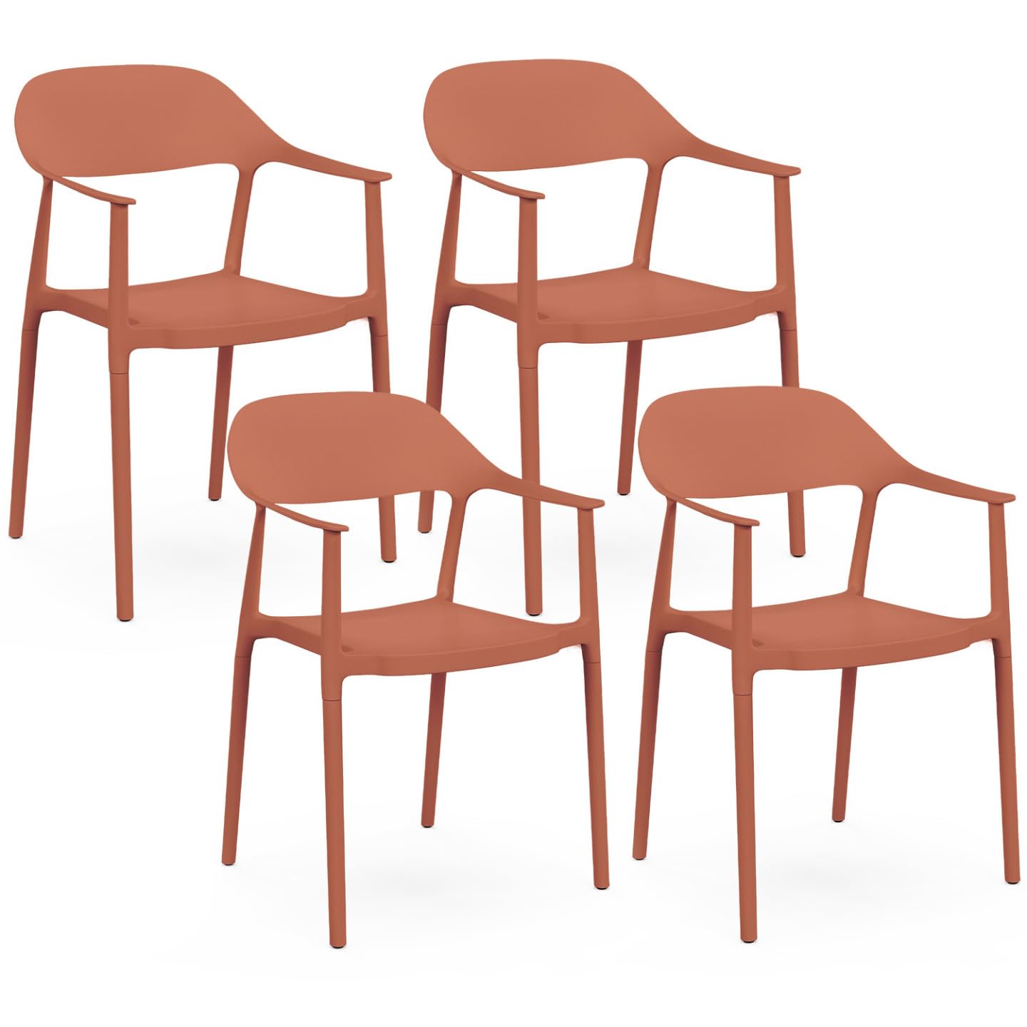 IDMarket - Lot de 4 chaises de Jardin empilables SUZON Terracotta