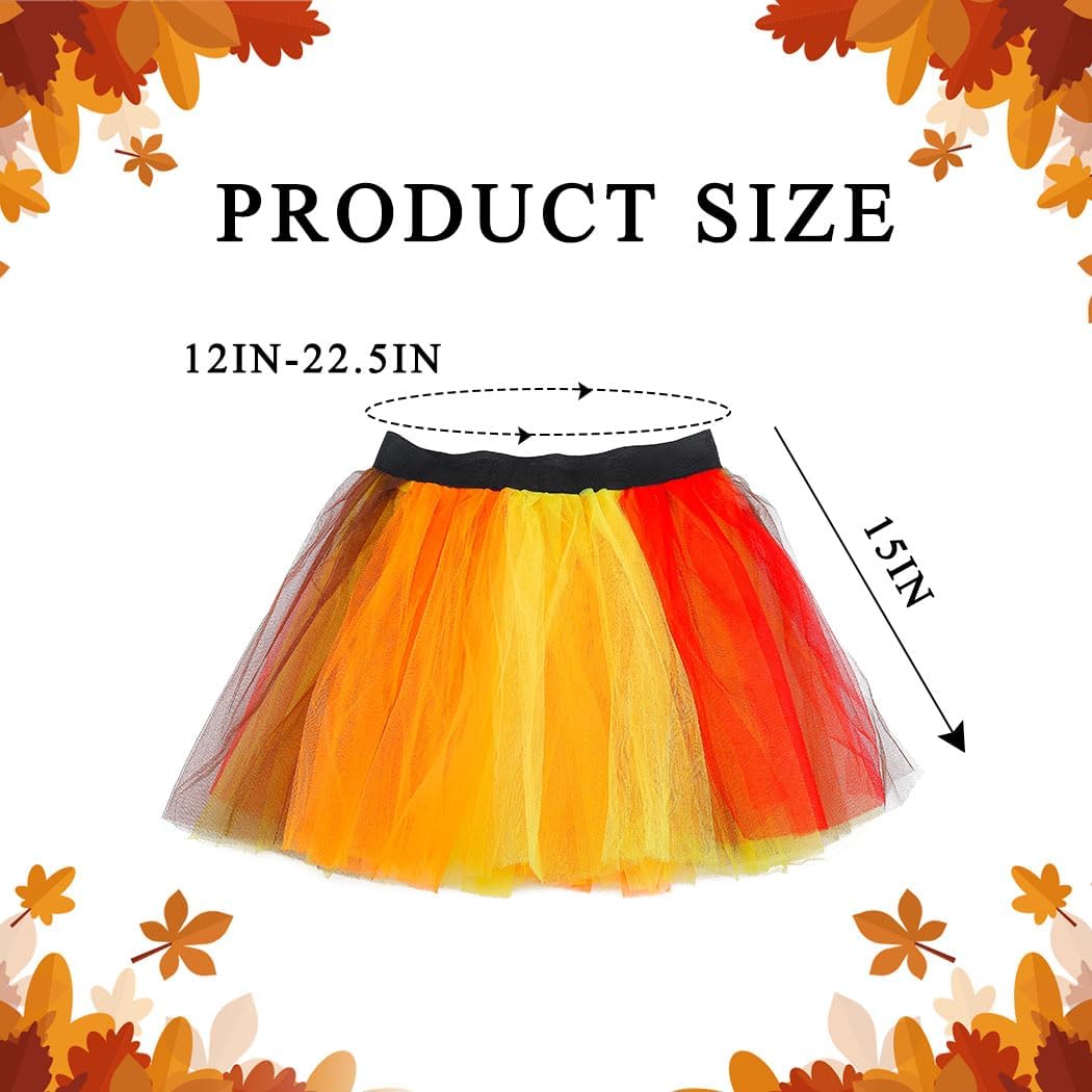 Thanksgiving Turkey Tutu for Women Adults Running Orange Brown Tutu Skirt Sequin Turkey Headband Costume Festival