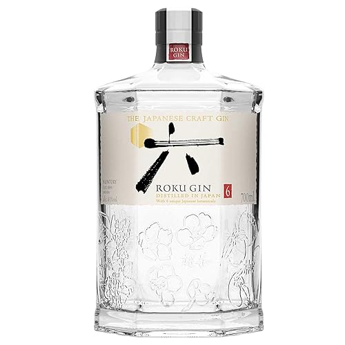 Immagine del prodotto Roku Gin, Gin Artigiale Giapponese, equilibrato nei sapori e multistrato, composto da 6 botaniche - 1 bottiglia da 700ml